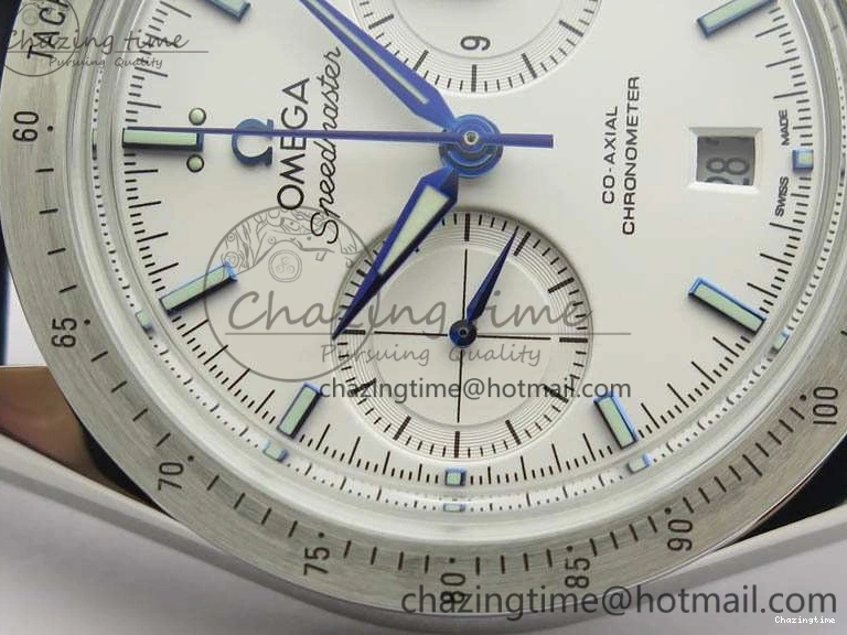 0126 AllSeason Speedmaster ’57 Co-Axial OMF 1:1 Best Edition White Dial Blue Markers A9300 (Free Leather Strap) 8132